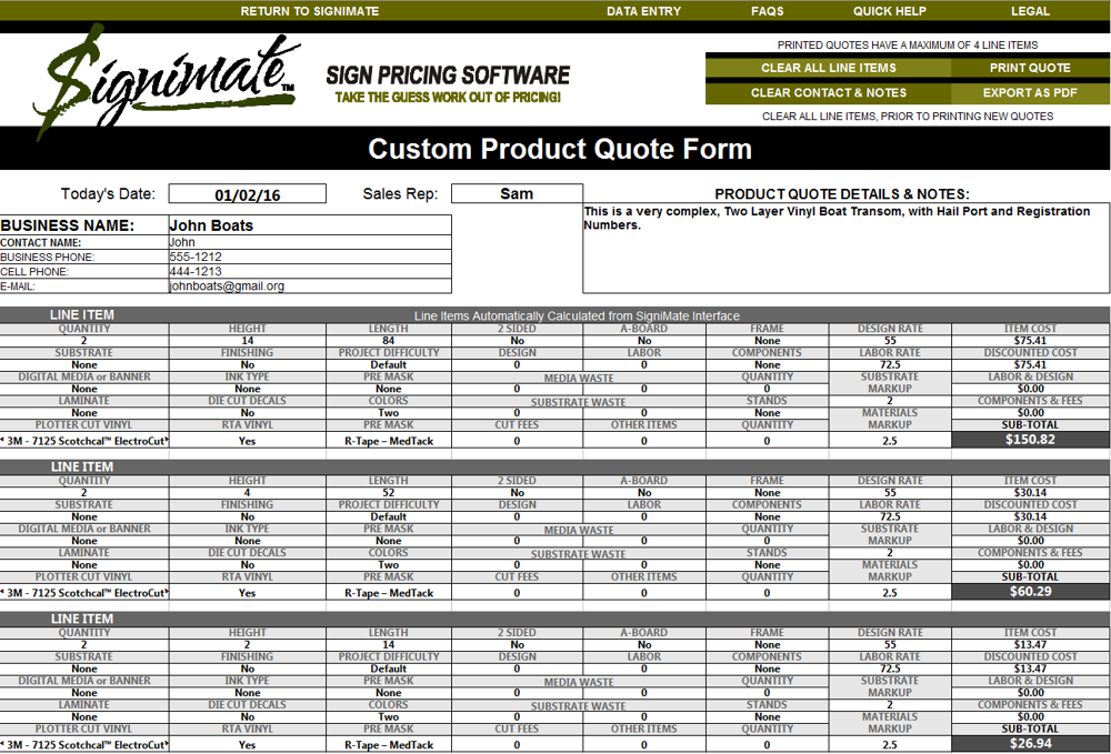 SigniMate(tm) Sign Pricing Software Tutorials