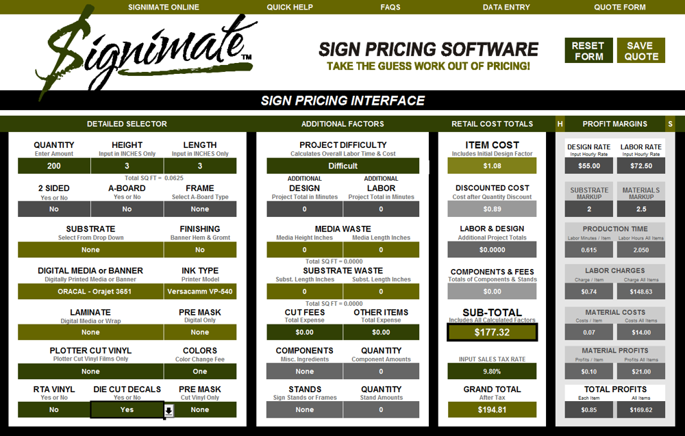 SigniMate(tm) Sign Pricing Software Tutorials